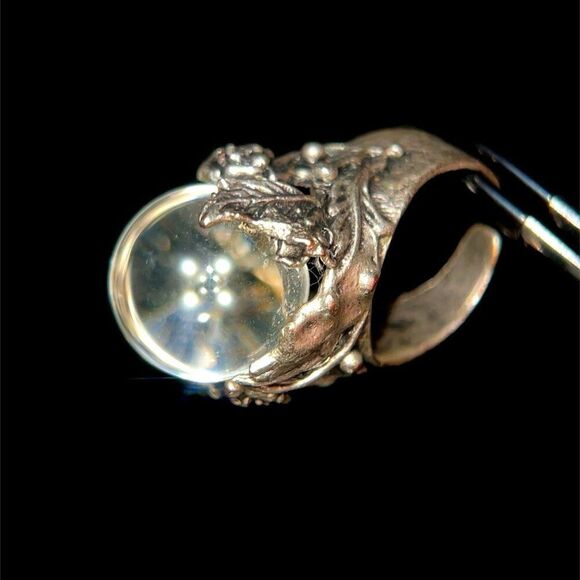 SOLD Crystal Ball Open Back Ring - Picture 4 of 8